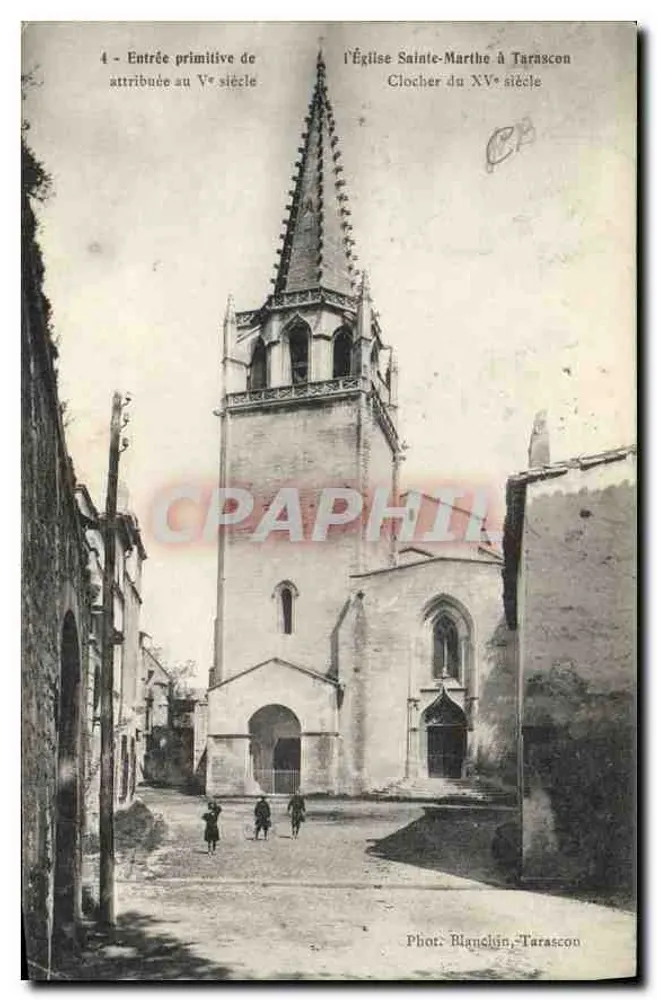 Igreja de Santa Marthe em Tarascon — entrada primitiva atribuída ao século V, sino do século XV — Fot. Blanchin, Tarascon - Frente
