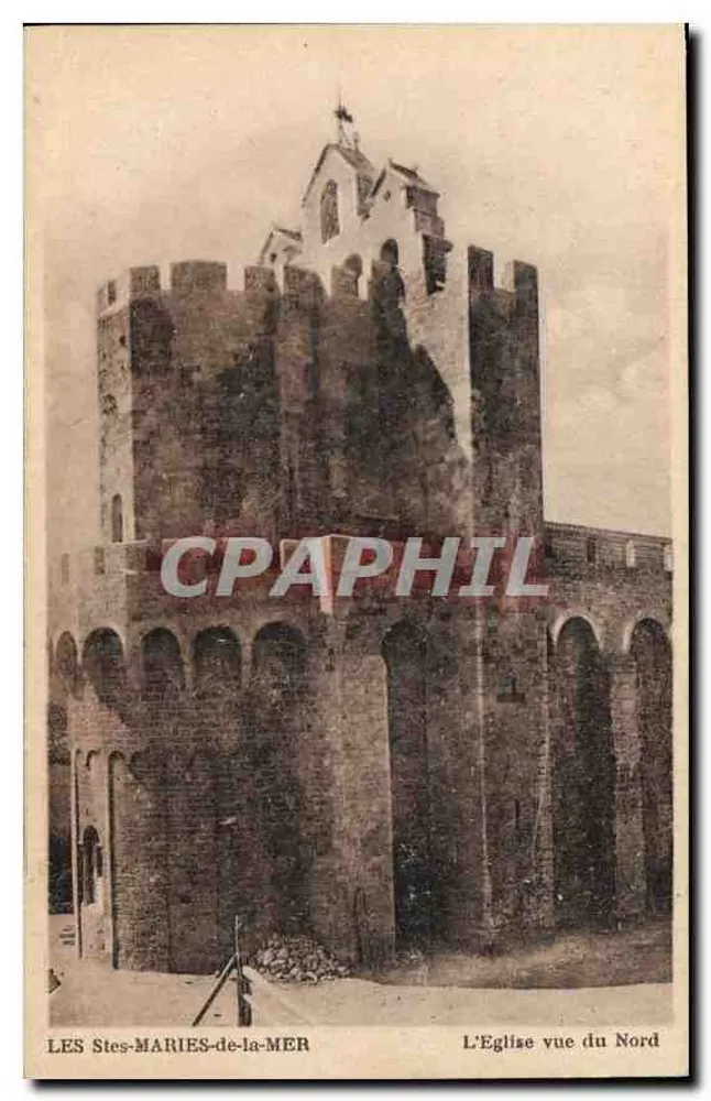 Les Saintes-Maries-de-la-Mer — Die Kirche aus nördlicher Richtung — Ausgabe des Presbyteriums - Vorderseite