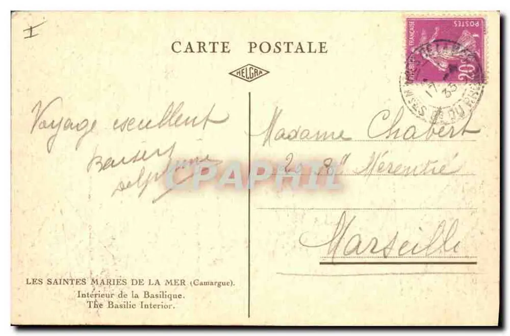 Innenansicht der Basilika — Les Saintes-Maries-de-la-Mer (Camargue) — Verleger Aprin - Rückseite
