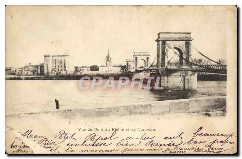 Vista del Ponte del Rodano e di Tarascon — editore non identificato, numero di serie non visibile - Recto