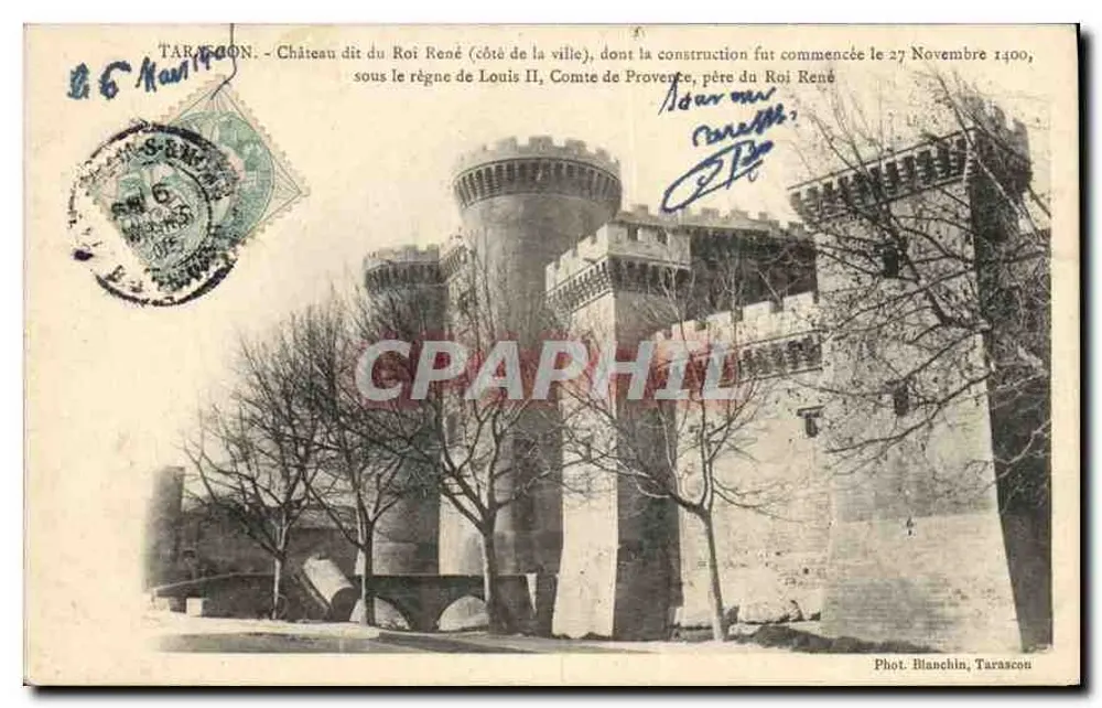 Tarascon — Schloss genannt Schloss des Königs René (Stadtseite) — Foto. Blanchin, Tarascon - Vorderseite