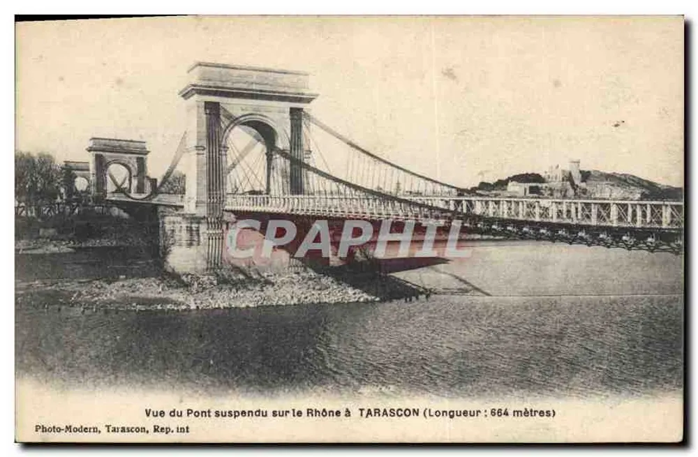 Ansicht der Hängebrücke über den Rhône in TARASCON (Länge: 864 Meter) — Photo-Modern, Tarascon, Rep. int. - Vorderseite