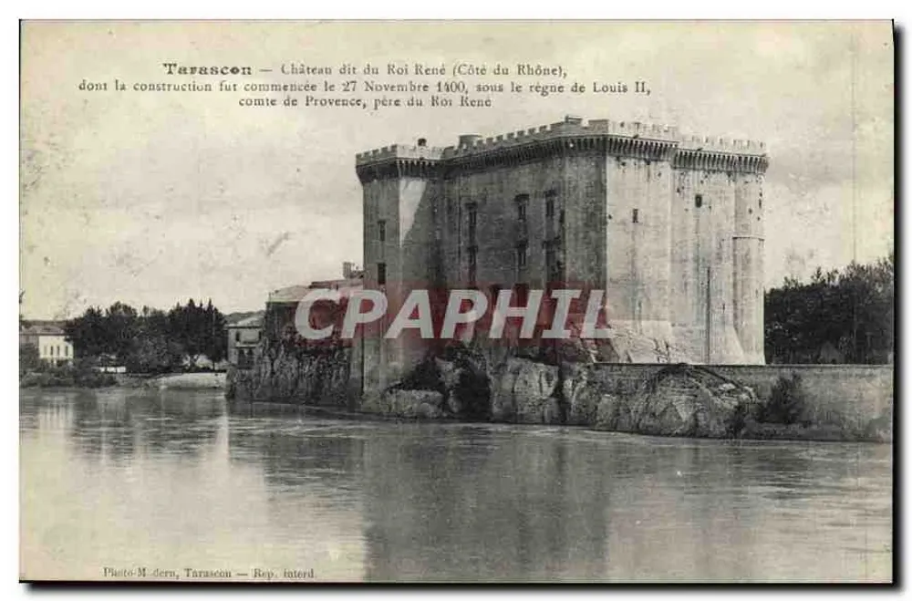 Tarascon — Schloss genannt Schloss des Königs René (Seite des Rhône) — Photo-M. Gern, Tarascon — Rep. Interd. - Vorderseite