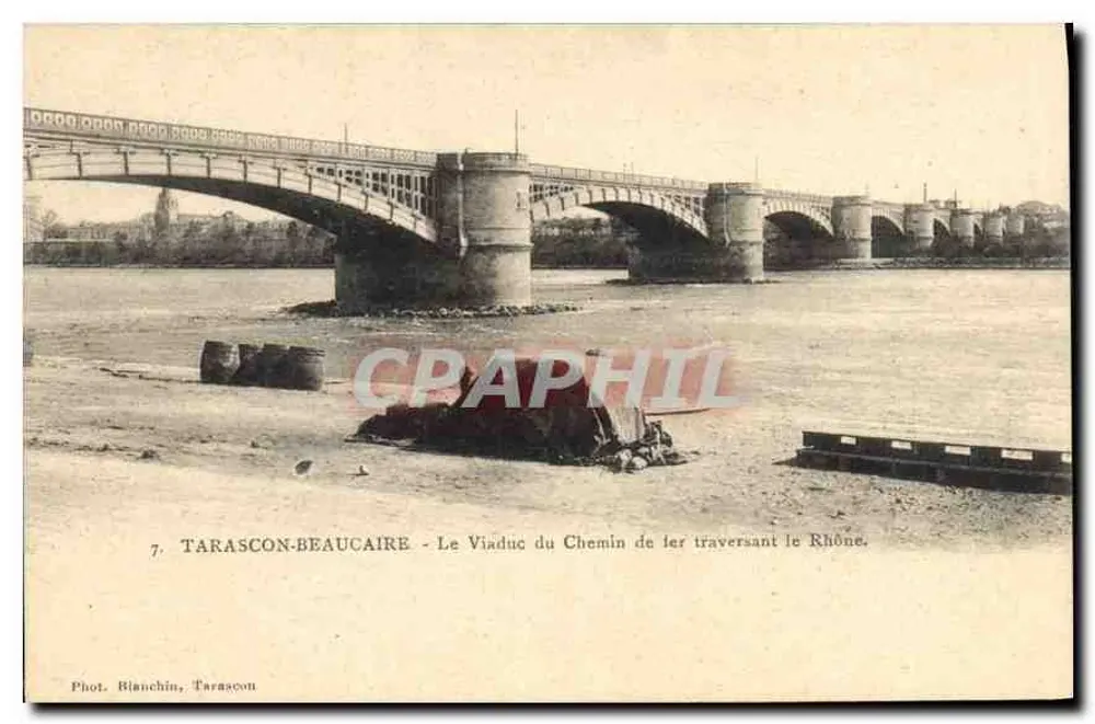 Tarascon-Beaucaire — Der Viadukt des Eisenbahnübergangs über den Rhône — Fot. Blanchin, Tarascon - Vorderseite