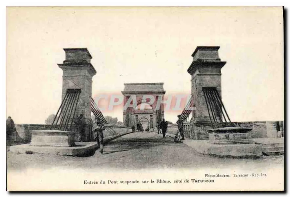 Eingang zur Hängebrücke über den Rhône, Tarascon-Seite — Photo-Modern, Tarascon - Rep. Int. - Vorderseite