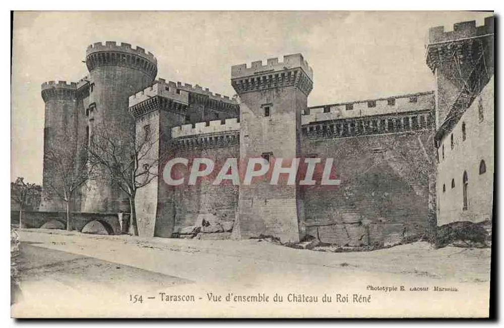 Tarascon — Vista geral do Castelo do Rei René — Fototipia E. Lacourt, Marselha, n°154 - Frente