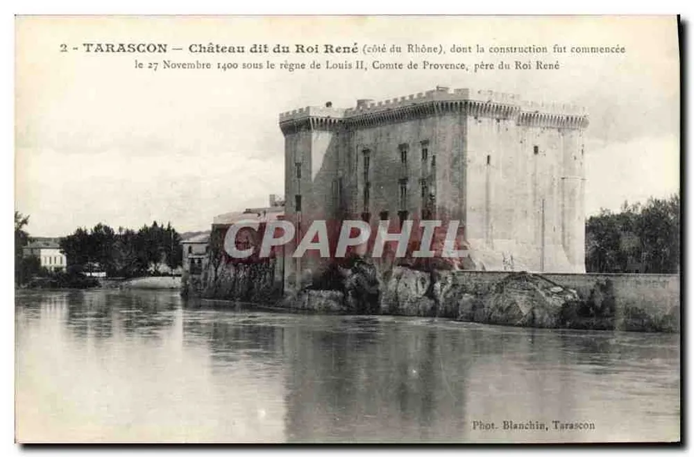 Tarascon — Schloss genannt Schloss des Königs René (veröffentlicht von Rhône) — Foto. Blanchin, Tarascon - Vorderseite