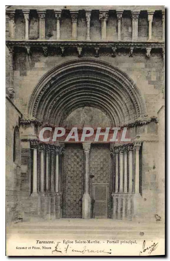 Tarascon — Kirche Sainte-Marthe — Haupteingang — Grammer et Piton, Nîmes - Vorderseite