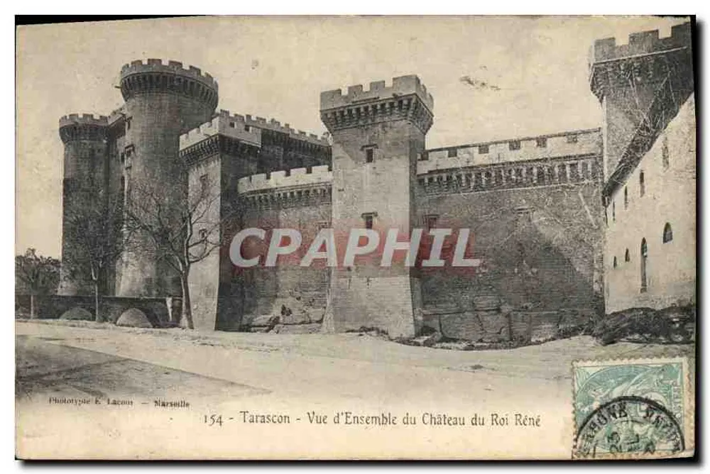 Tarascon — Vista Geral do Castelo do Rei René — Fototipia K. Lacoun — Marseille 154 - Frente
