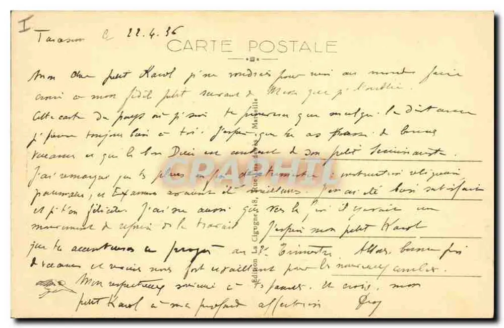 Tarascon — O Castelo do Rei René — editor Tarascon, n° 1485 - Verso