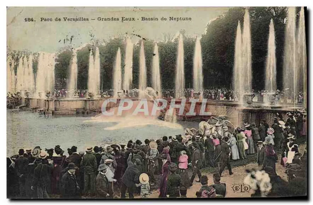 Park von Versailles — Große Fontänen — Bassin von Neptun — E. Daley, Nr. 184 - Vorderseite