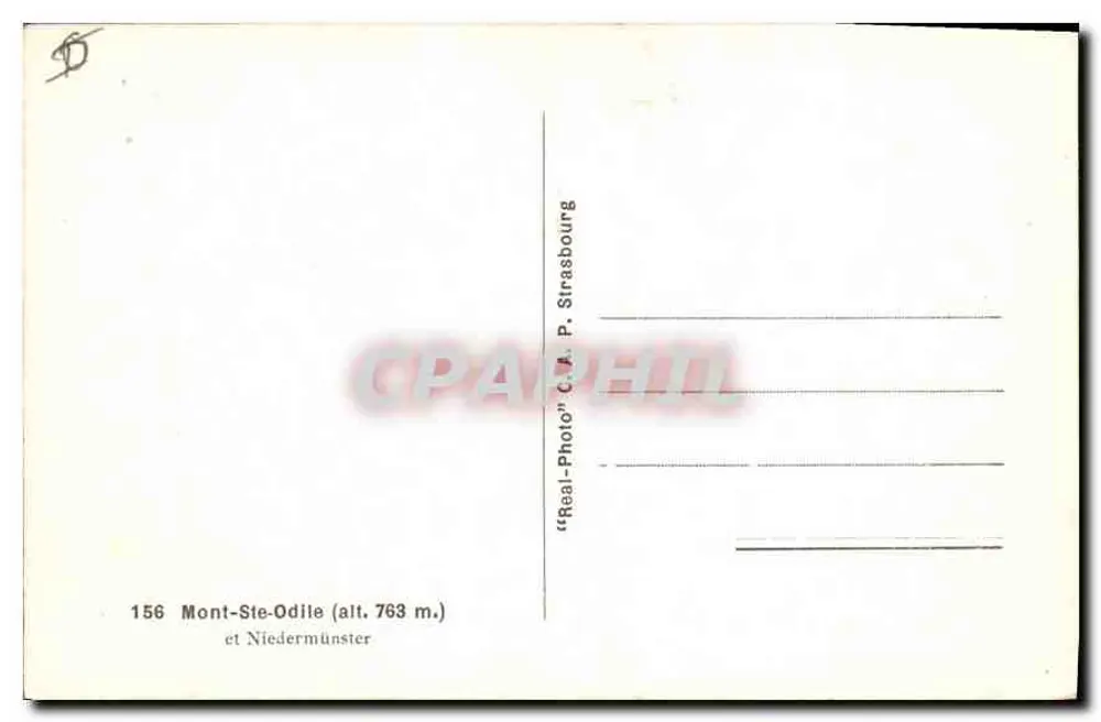 Monte Ste-Odile — vista panorâmica — C.A. P. Strasbourg, n° 156 - Verso