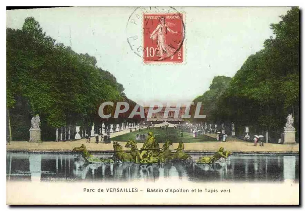 Park von VERSAILLES — Bassin d'Apollon und der Grün Teppich — Maire Moreau, Verlag - Vorderseite
