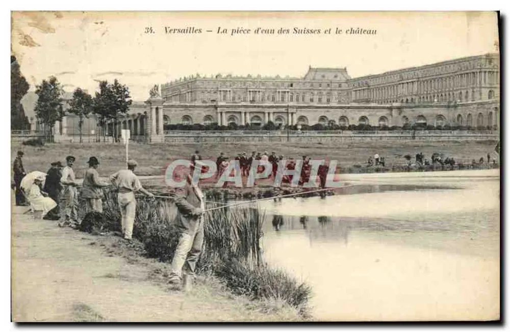 Versailles — Die Schweizer Wasserstelle und das Schloss — Héliotypie A. Bourdier - Vorderseite