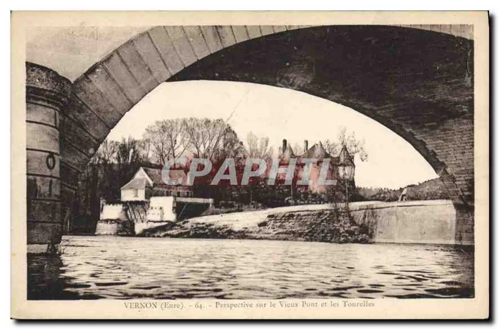 Vernon (Eure) — Blick auf die Alte Brücke und die Türme — Edition G. André, Nr. 64 - Vorderseite
