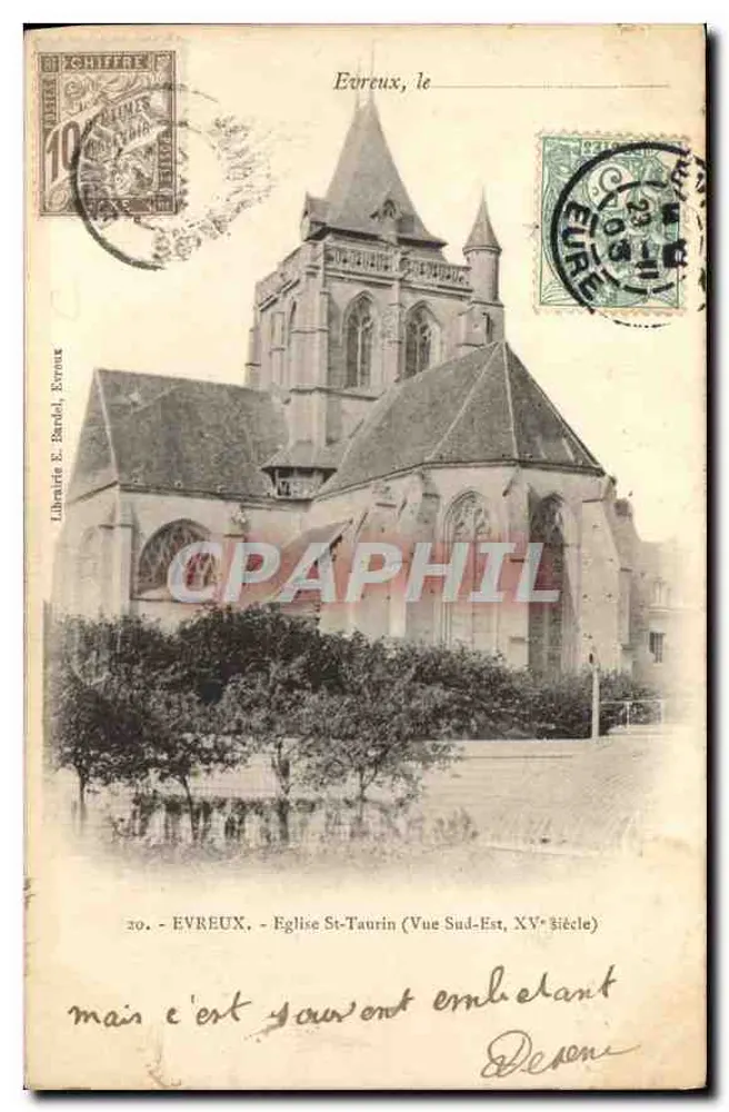 Évreux, Kirche Saint-Taurin — Südostansicht, 15. Jahrhundert — Librairie E. Bartel, Évreux - Vorderseite