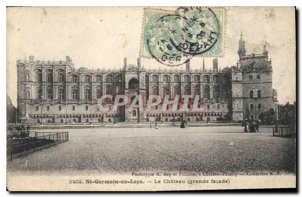 St-Germain-en-Laye — A Vista do Castelo (fachada principal) — Fototipia A. Rep et Filiotie, em Château-Thierry — Coleção R. F. — n° 2402 - Frente