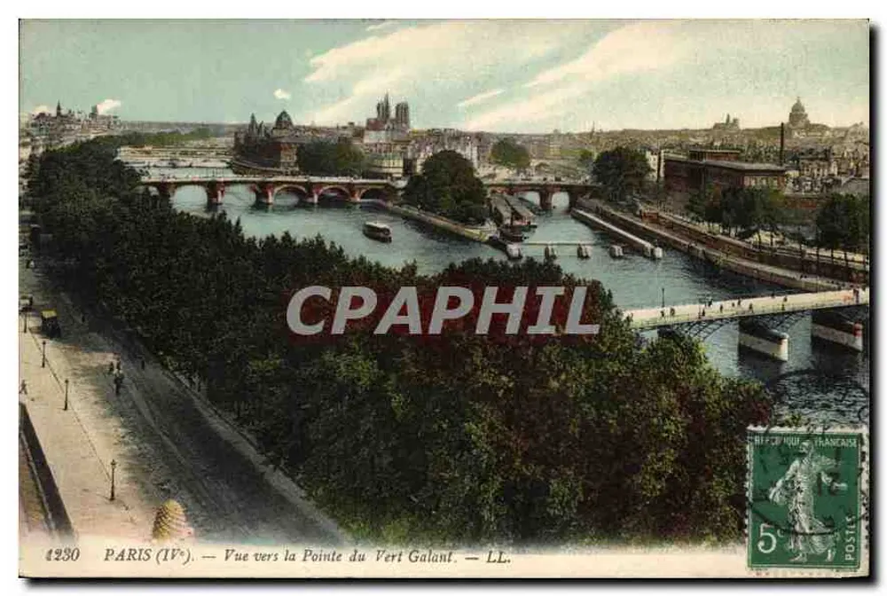 Paris (IVe) — Vista em direção à Ponta do Vert Galant — LL. — n° 1230 - Frente