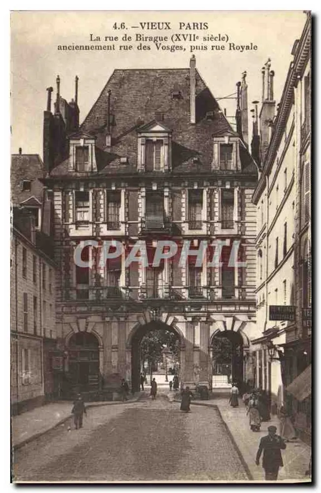 Alt-Paris — Die Birague Straße (17. Jahrhundert), ehemals Rue des Vosges, dann Rue Royale — Verlag: E. S. Paris - Vorderseite