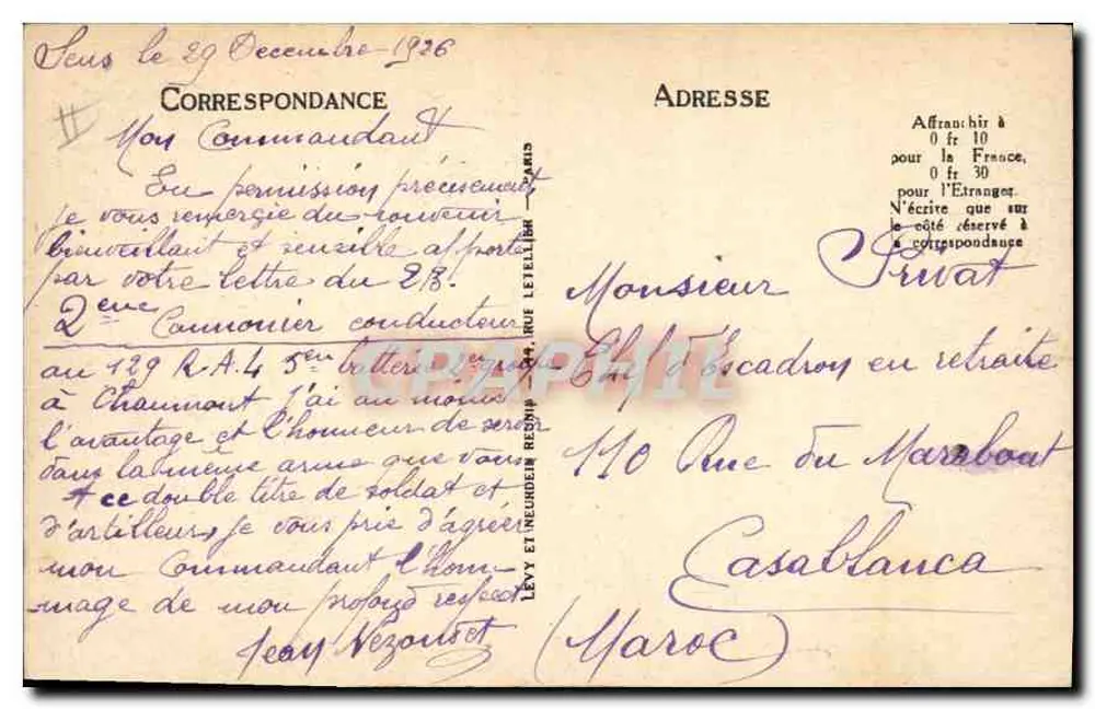 Paris - O Hôtel-de-Ville - LL - n°119 - Verso