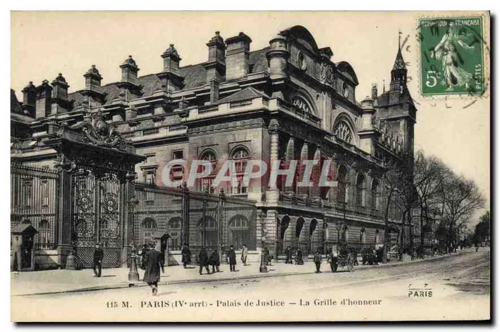 Paris (IVe arrt) - Palácio de Justiça - A Grade de Honra — F. Fleury, foto-editora, Paris - Frente