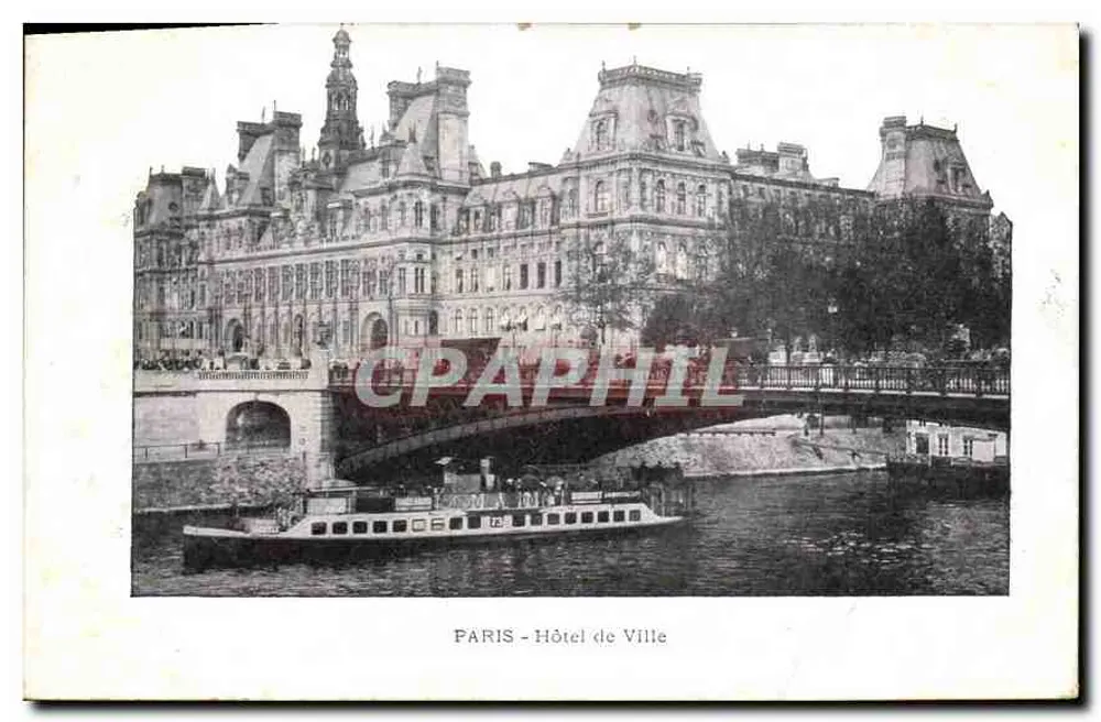 PARIS - Hotel de Ville — vista do ponte e do rio — editor não identificado - Frente