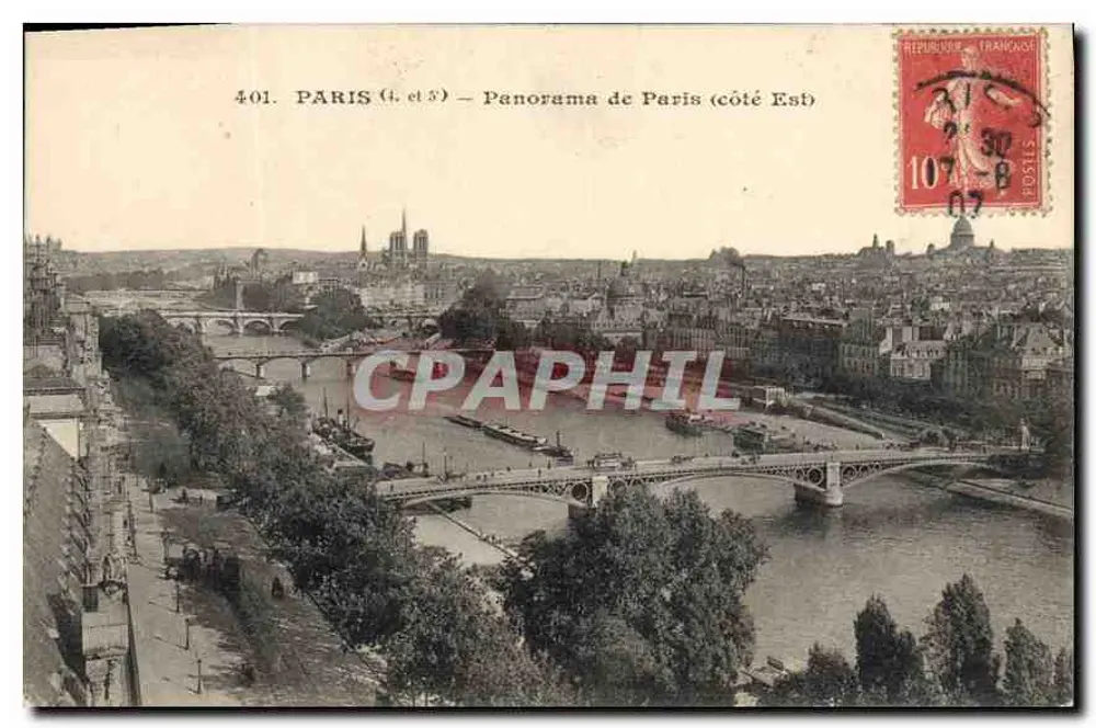 Paris (4 e 5) - Panorama de Paris (lado Leste) - Editor não identificado, número de série 401 - Frente
