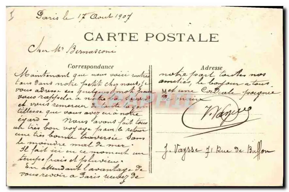 Paris (4 e 5) - Panorama de Paris (lado Leste) - Editor não identificado, número de série 401 - Verso