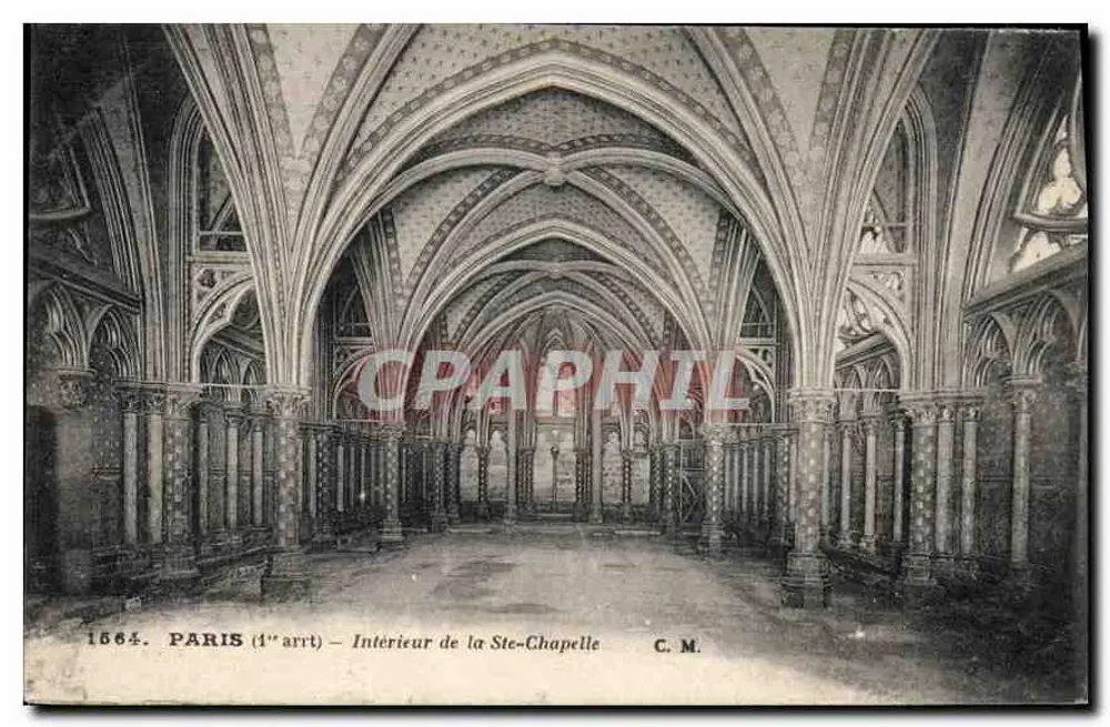 Interior da Sainte-Chapelle — Paris (1º arrondissement) — C. M. 15664 - Frente