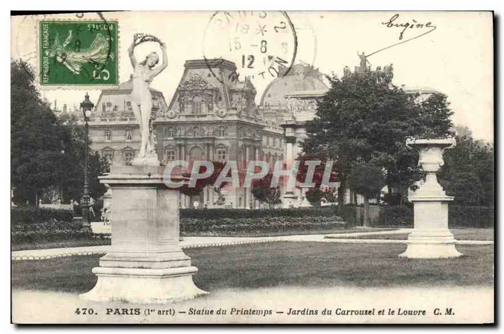 Paris (1. Arrondissement) — Statue des Frühlings — Jardins du Carrousel und das Louvre — C. M. - Vorderseite