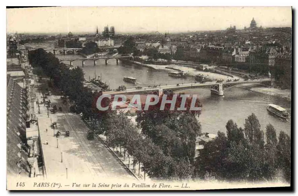 Paris (1.) — Ansicht der Seine vom Pavillon de Flore — LL. — Nr. 145 - Vorderseite