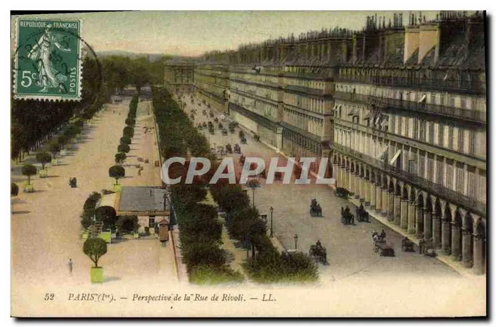 Paris (1º) — Perspectiva da Rue de Rivoli — LL. - Frente