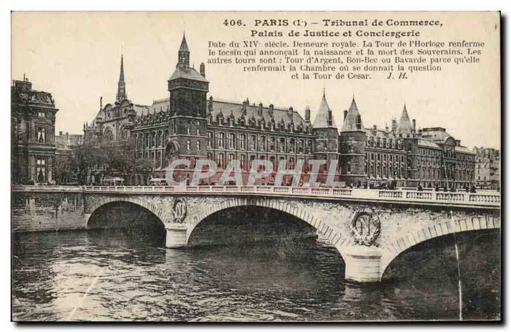 Paris — Handelsgericht, Palast der Justiz und Conciergerie — Verlag J.H. - Vorderseite