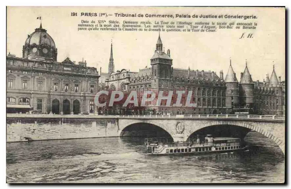 Paris (1.) — Handelsgericht, Palast der Gerechtigkeit und Conciergerie — J. H. - Vorderseite