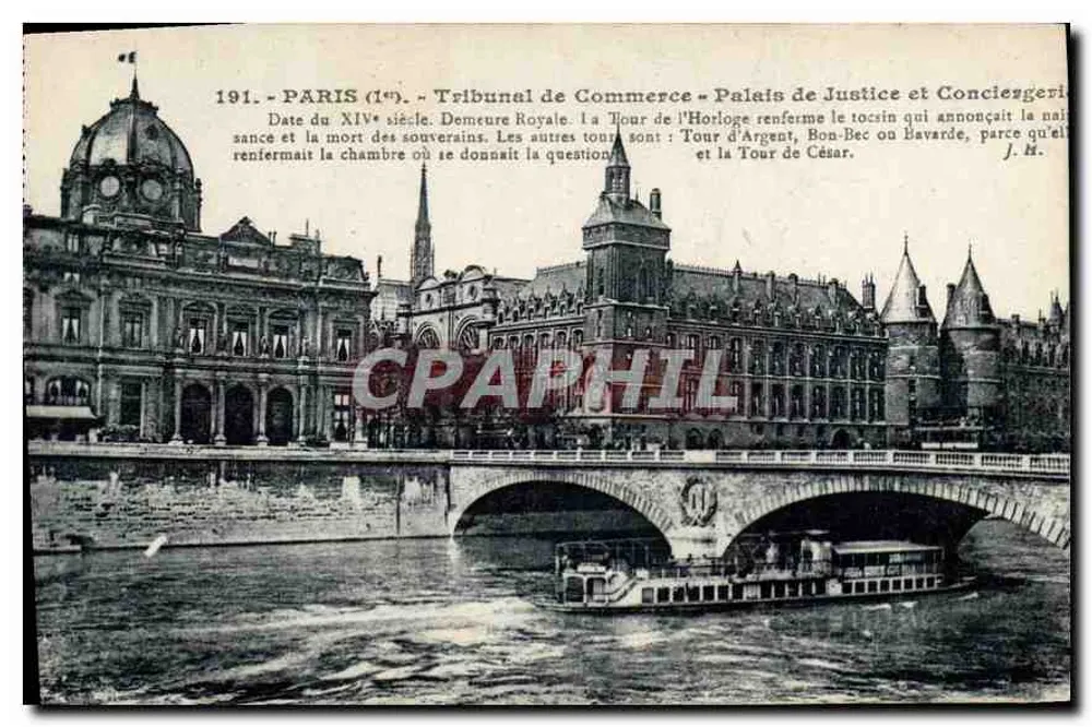 Paris (1er) — Handelsgericht, Palast der Gerechtigkeit und Conciergerie — Verlag J.H. - Vorderseite