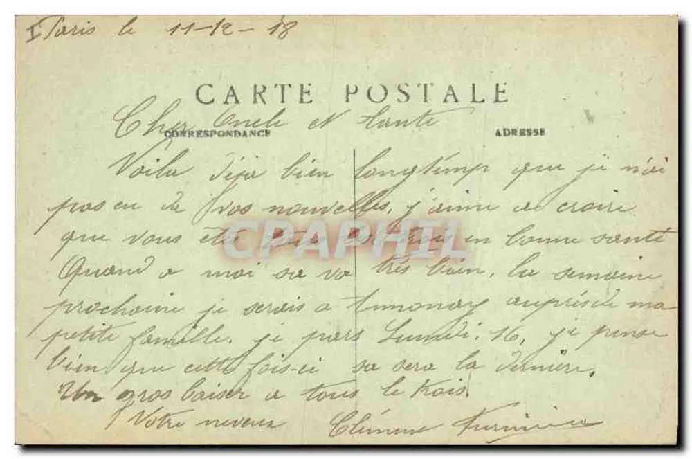 Paris (1. Arrondissement) — Place du Carrousel und das Louvre — C. M. n° 250 - Rückseite