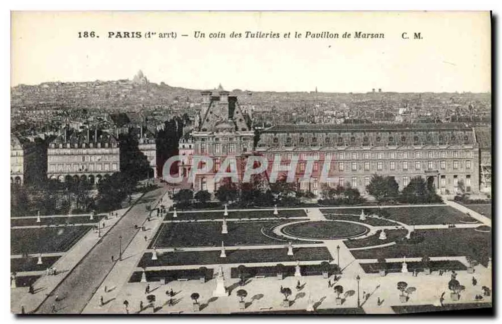 Paris (1er arrt) — Ein Stück der Tuileries und das Pavillon de Marsan — C. M. - Vorderseite