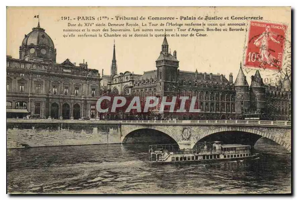 Paris (1er arrondissement) - Tribunal de Commerce - Palais de Justice et Conciergerie - éditeur inconnu - Recto