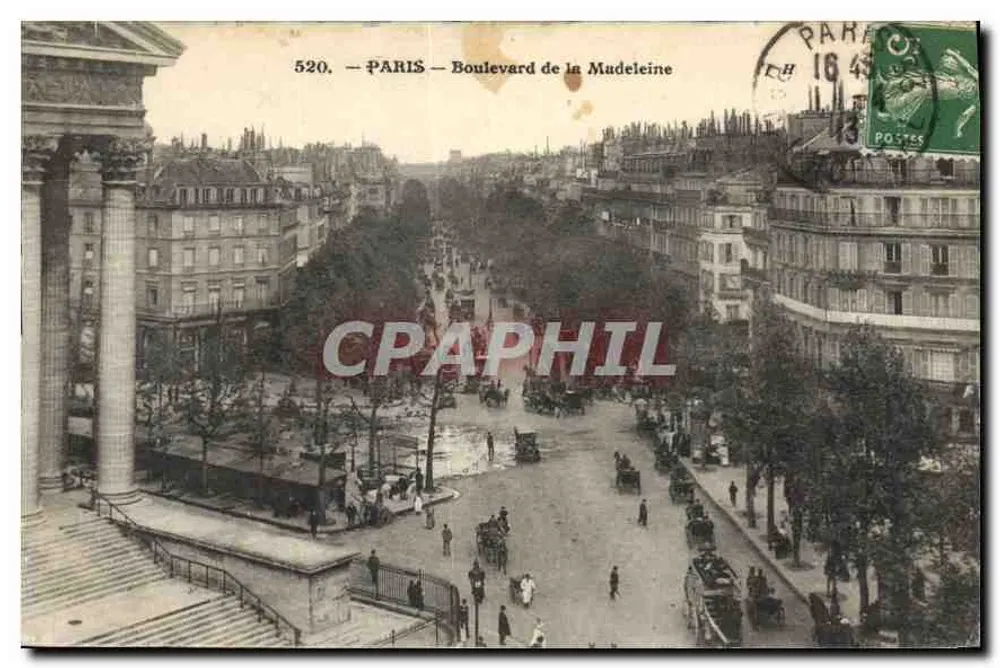 Paris — Boulevard de la Madeleine — Bilhete postal antigo n°520 - Frente