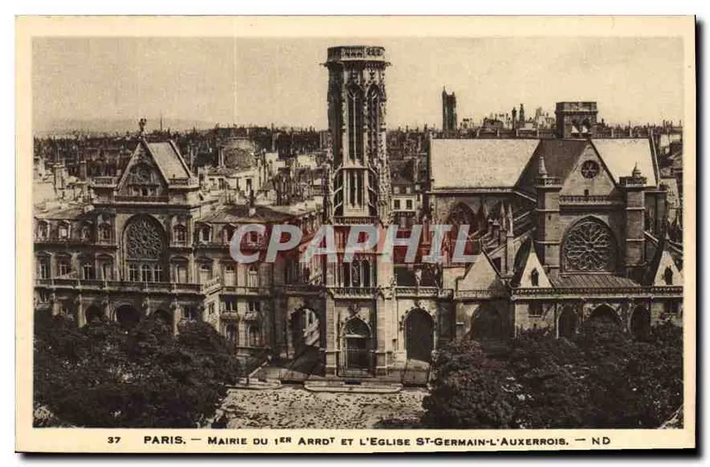 Paris — Rathaus des 1. Arrondissements und Kirche Saint-Germain-l'Auxerrois - Vorderseite