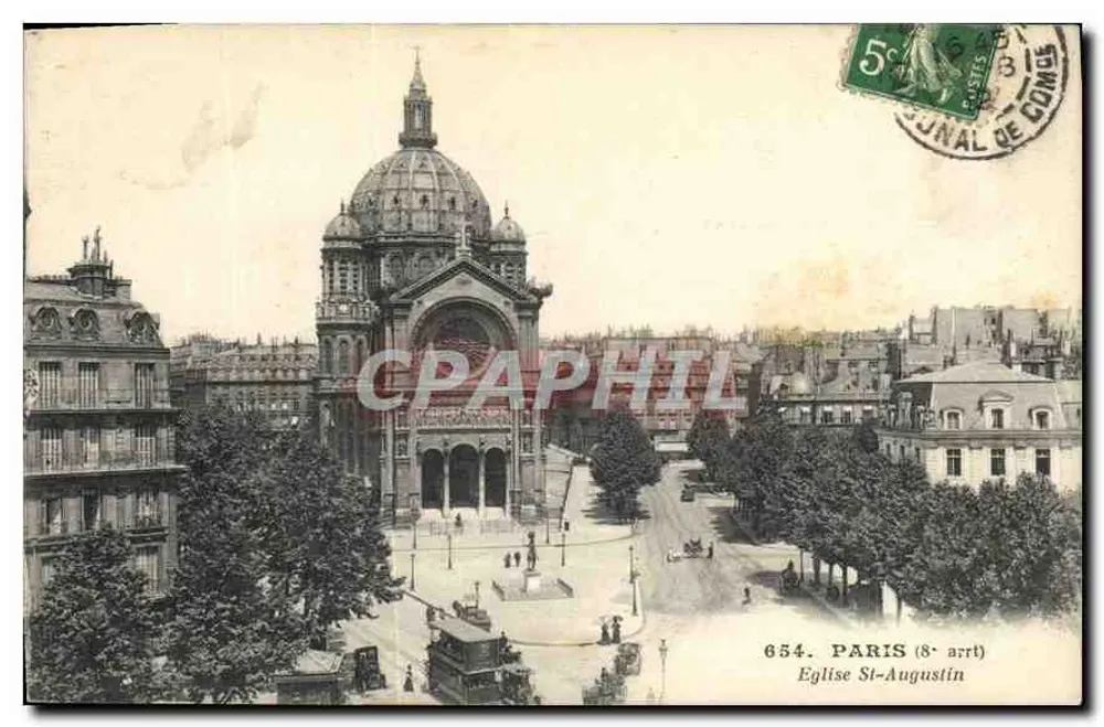 Igreja de São Agostinho — Paris (8º arrondissement) — Editor: C. JUNAL DE COMÈS, n° 654 - Frente