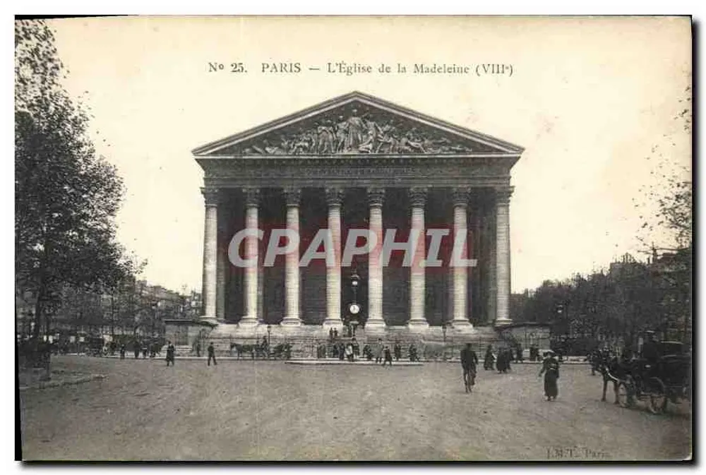 Paris — A Igreja da Madeleine (VIII*) — Editor L.M.E. Paris, n° 25 - Frente
