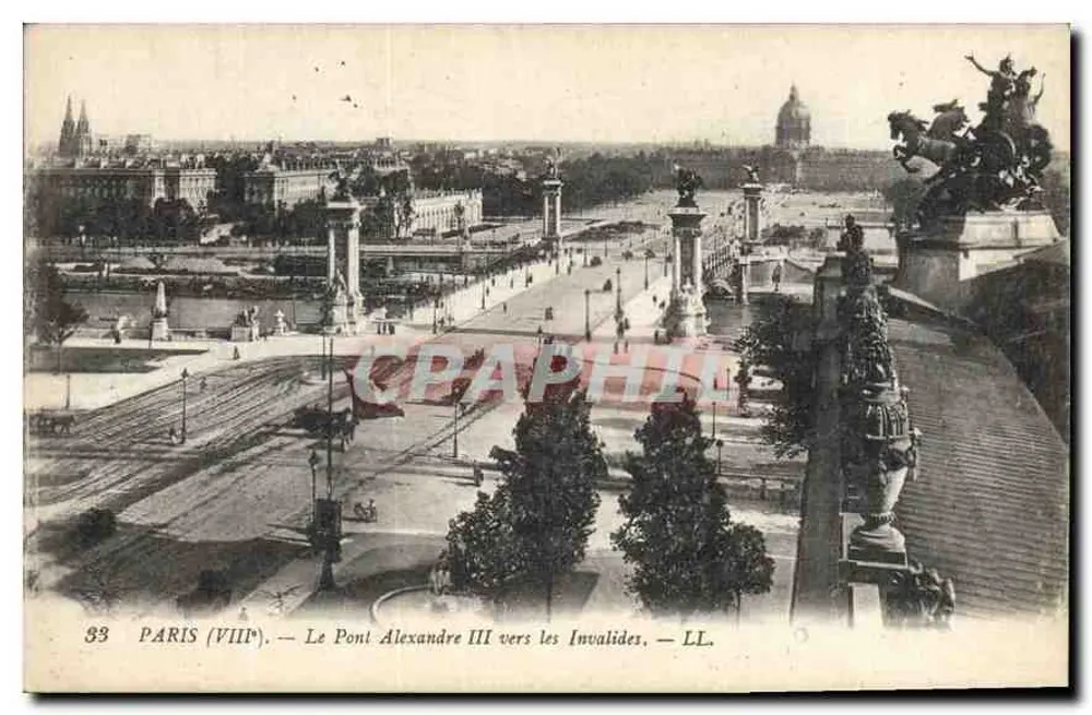 Paris (VIIIe) — Brücke Alexandre III in Richtung Invalides — LL - Vorderseite