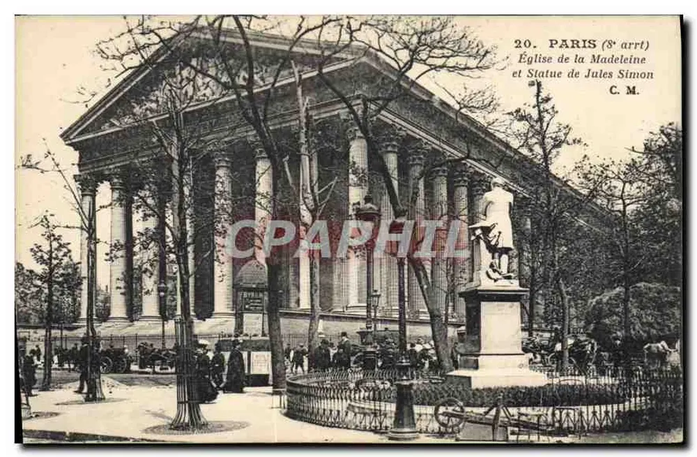 Paris (8e arrt) — Église de la Madeleine et Statue de Jules Simon — Édition Artistique C. M. - Recto