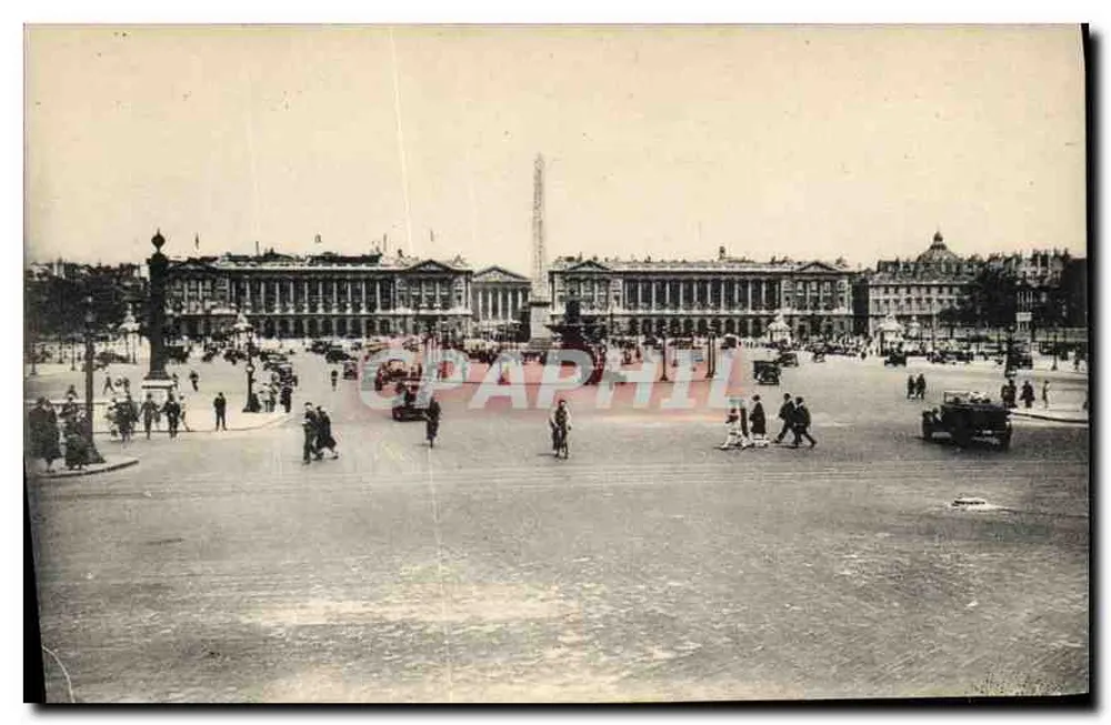 Place de la Concorde — Panorama mit dem Obelisken und der Madeleine — Edition La Cigogne, Paris - Vorderseite