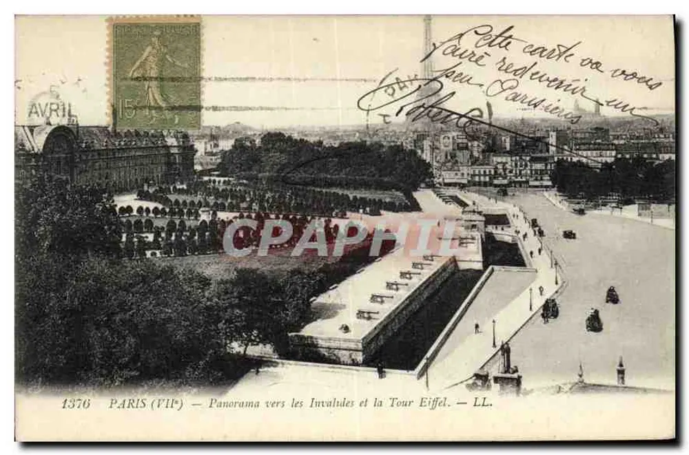 Paris (VIIe) — Panorama in Richtung Invalides und Eiffelturm — LL. n° 1376 - Vorderseite
