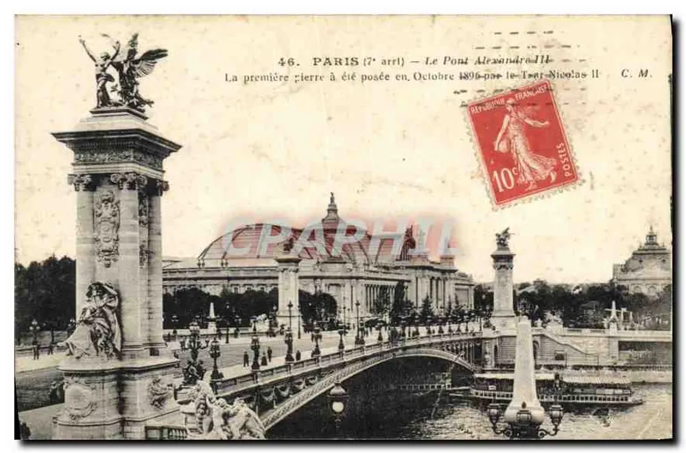 Paris (7e arr.) — O Ponte Alexandre III — C. M. - Frente