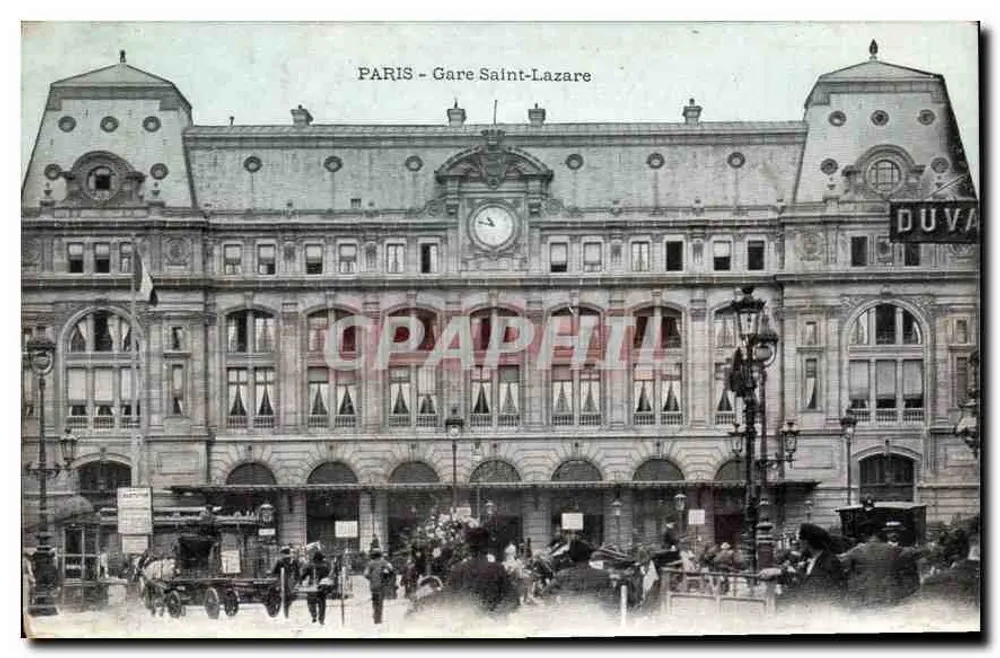 Paris - Estação Saint-Lazare — vista do edifício com relógio — editor Duvall - Frente
