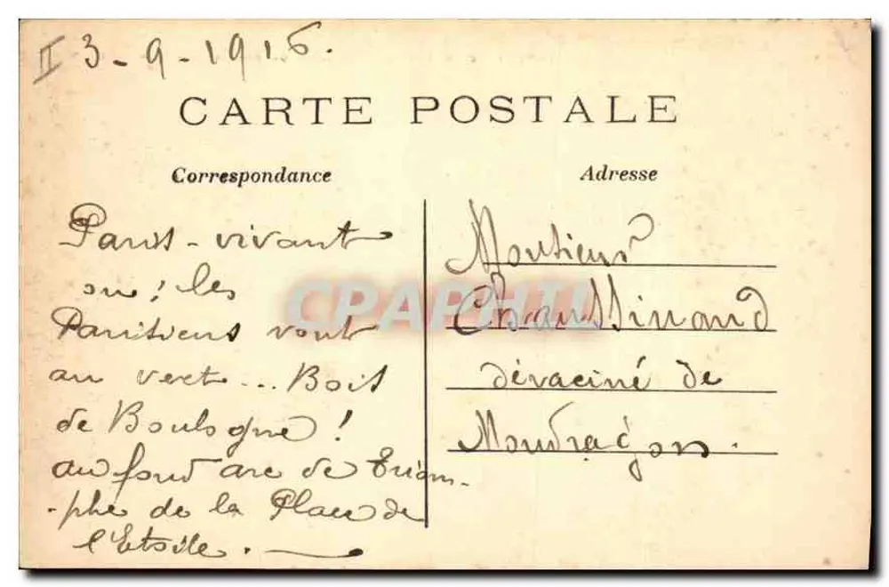 Paris (6. Arrondissement) — Die Avenue du Bois de Boulogne — C. M. — Verlag: Buots — N° 116 - Rückseite