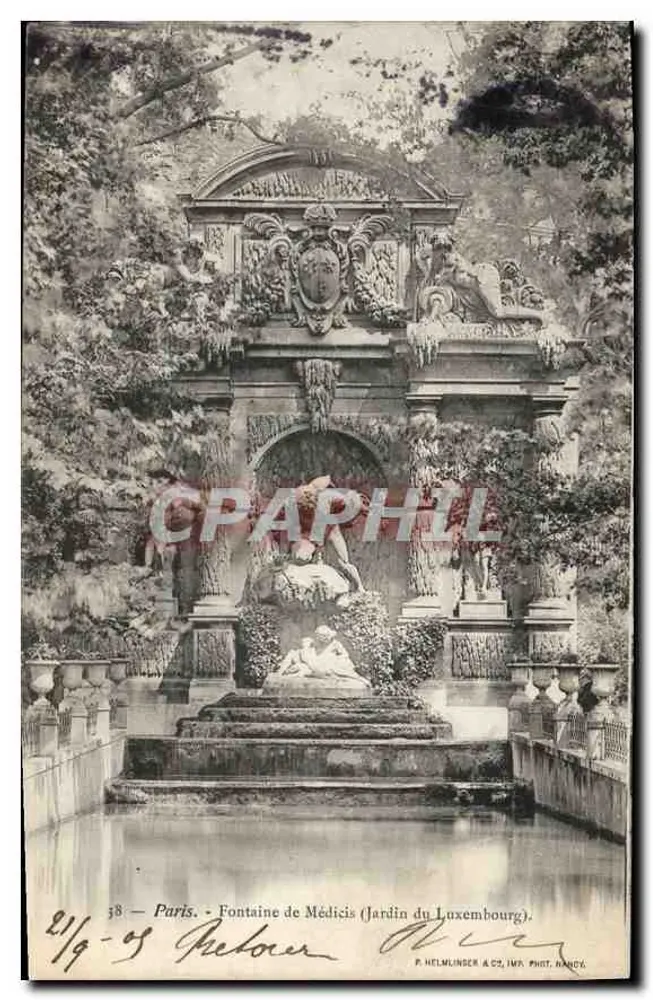 Paris — Fontaine de Médicis (Jardin du Luxembourg) — P. Helmlinger & Cie, impr. Randé, n° 38 - Vorderseite
